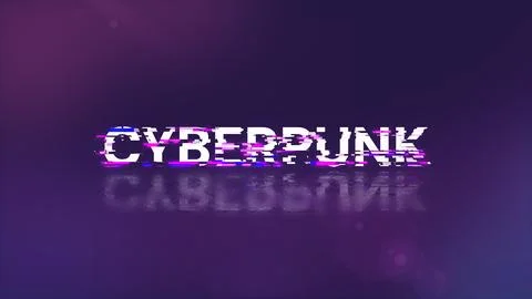 3D rendering Cyberpunk text with screen effects of technological glitches イラスト素材