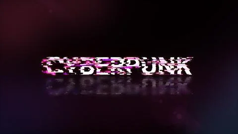 3D rendering Cyberpunk text with screen effects of technological glitches Stock Illustration