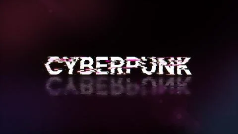 3D rendering Cyberpunk text with screen effects of technological glitches 스톡 일러스트