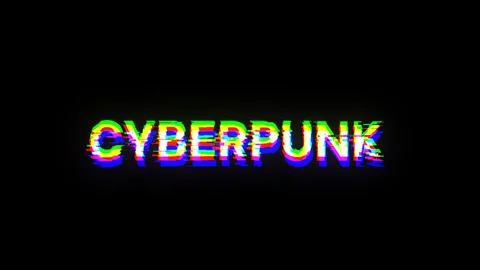 3D rendering Cyberpunk text with screen effects of technological glitches 스톡 일러스트