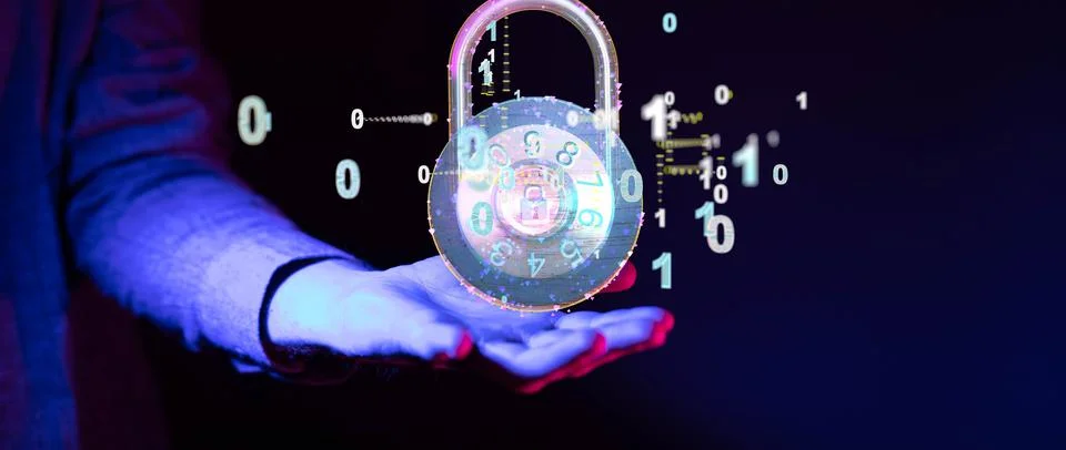 A 3d rendering of cybersecurity and information or network protection, future Stock Photos