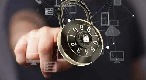 A 3d rendering of Cybersecurity and information or network protection. Future 스톡 사진