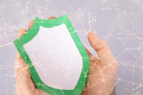 3D rendering of cybersecurity of digital network systems with computer security Stock Photos