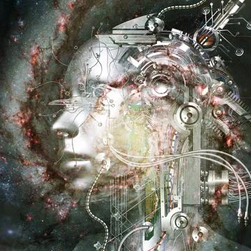 3D Rendering of a Cyborg - Elements of this Image by NASA 3D Rendering of ... Stock Photos