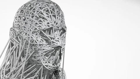 3d rendering of cyborg face on white background represent artificial intellig Stock Illustration