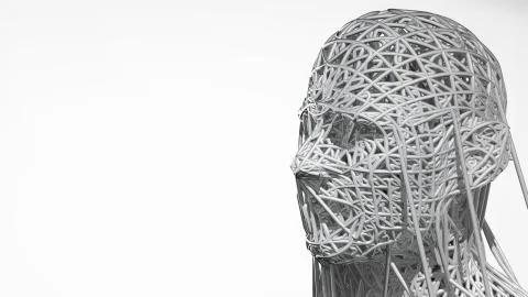 3d rendering of cyborg face on white background represent artificial Stock Illustration