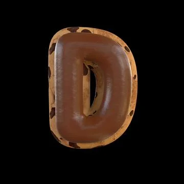 3d rendering of the D letter recreating a cookie with chocolate on top Stock Illustration