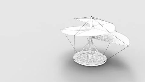 3d rendering of the da vinci helicopter isolated in studio background Stock Illustration