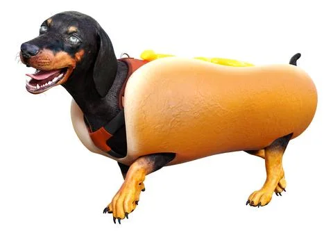 3D Rendering Dachshund Hot Dog on White Stock Illustration