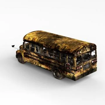 3d rendering of a damaged bus on a white surface Stock Illustration