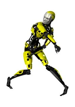 3D Rendering Dancing Robot on White Stock Illustration