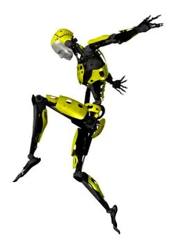 3D Rendering Dancing Robot on White Stock Illustration