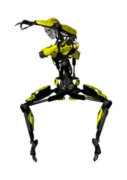 3D Rendering Dancing Robot on White Stock Illustration