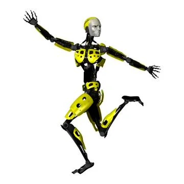 3D Rendering Dancing Robot on White Stock Illustration