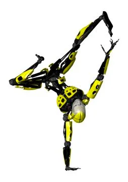 3D Rendering Dancing Robot on White Stock Illustration