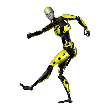 3D Rendering Dancing Robot on White Stock Illustration