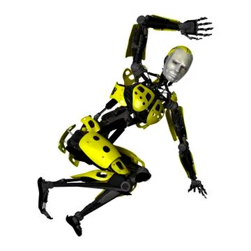 3D Rendering Dancing Robot on White Stock Illustration