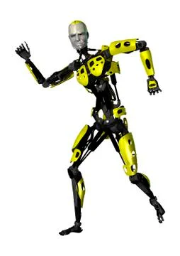3D Rendering Dancing Robot on White Stock Illustration