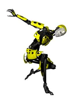 3D Rendering Dancing Robot on White Stock Illustration