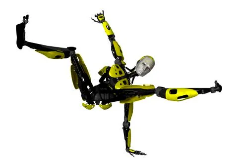 3D Rendering Dancing Robot on White Stock Illustration