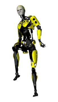 3D Rendering Dancing Robot on White Stock Illustration