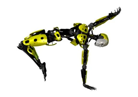 3D Rendering Dancing Robot on White Stock Illustration