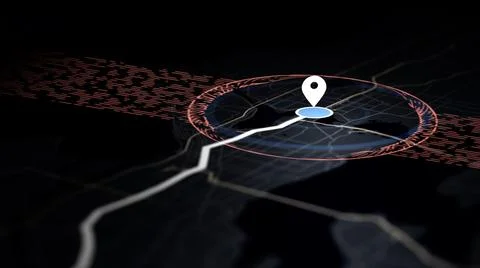 3d rendering of dark blue background with map pin. Stock Illustration