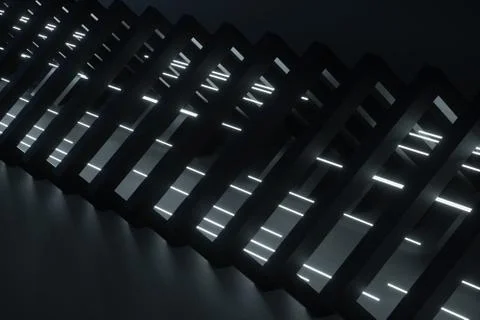 3d rendering, dark creative polygon elements Stockillustratie