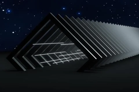 3d rendering, dark creative polygon elements Stockillustratie