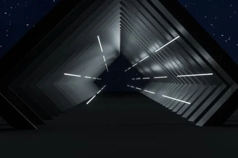 3d rendering, dark creative polygon elements Stock Illustration