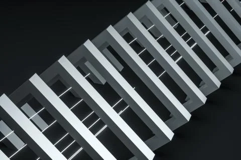 3d rendering, dark creative polygon elements Illustrazione stock