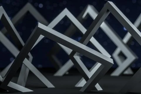 3d rendering, dark creative polygon elements Illustrazione stock