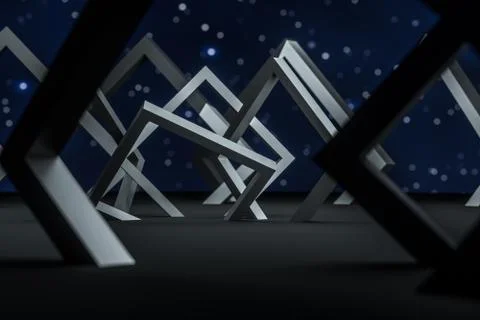 3d rendering, dark creative polygon elements Stock Illustration