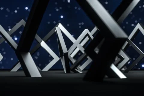 3d rendering, dark creative polygon elements Stock Illustration