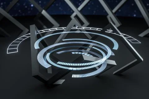 3d rendering, dark creative polygon elements Stock Illustration