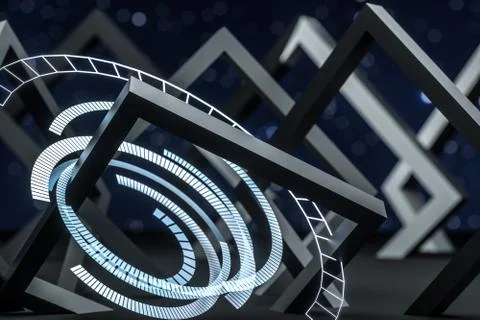 3d rendering, dark creative polygon elements Illustrazione stock