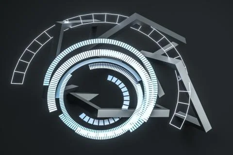 3d rendering, dark creative polygon elements Illustrazione stock