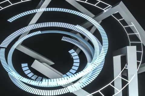 3d rendering, dark creative polygon elements Illustrazione stock