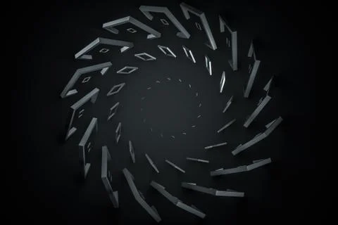 3d rendering, dark creative polygon elements Illustrazione stock