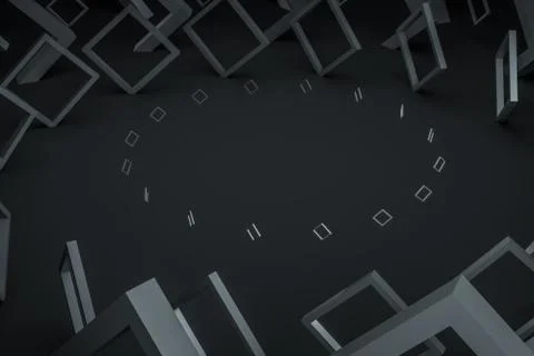 3d rendering, dark creative polygon elements Stock Illustration