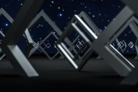 3d rendering, dark creative polygon elements Stock Illustration