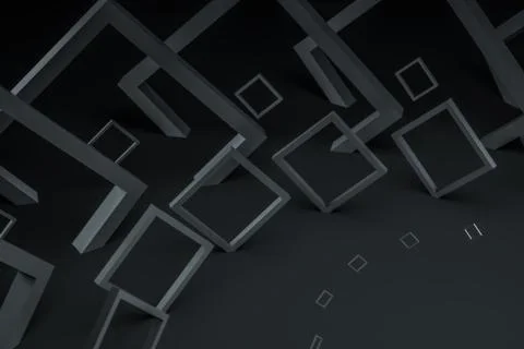 3d rendering, dark creative polygon elements Illustrazione stock