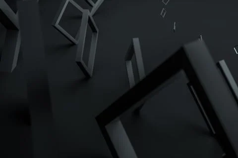 3d rendering, dark creative polygon elements Stock Illustration