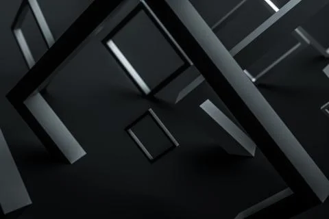 3d rendering, dark creative polygon elements Stock Illustration