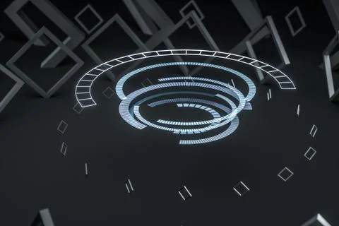 3d rendering, dark creative polygon elements Stock Illustration