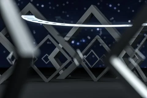 3d rendering, dark creative polygon elements Stock Illustration