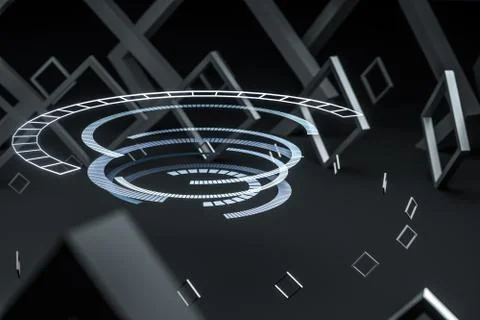 3d rendering, dark creative polygon elements Stockillustratie