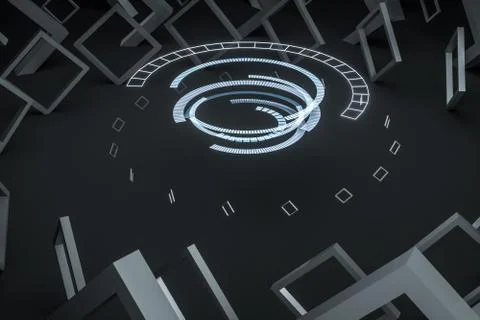 3d rendering, dark creative polygon elements Illustrazione stock