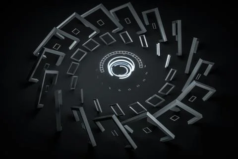 3d rendering, dark creative polygon elements Illustrazione stock