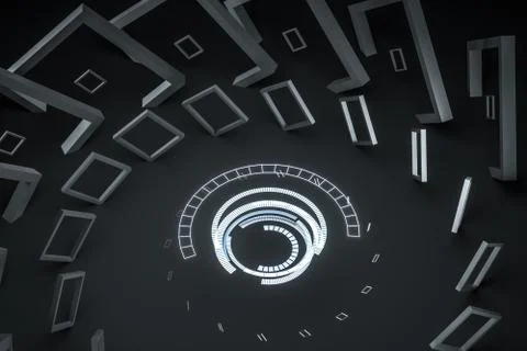 3d rendering, dark creative polygon elements Stock Illustration